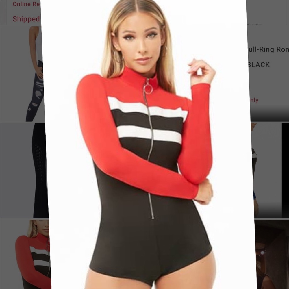 ‼️Colorblock Pull-Ring Romper